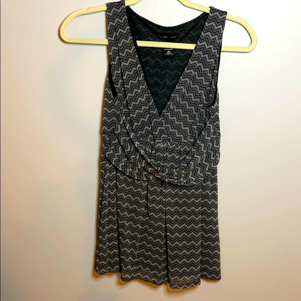 Black and white v neck blouse